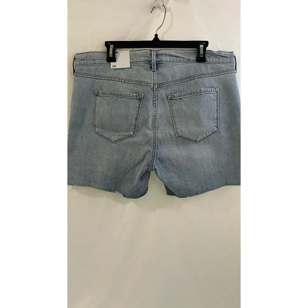 Old Navy Mid-Rise 5 Inch Size 16 Lightwash Faded Distressed Raw Hem Denim Shorts - Picture 3 of 3